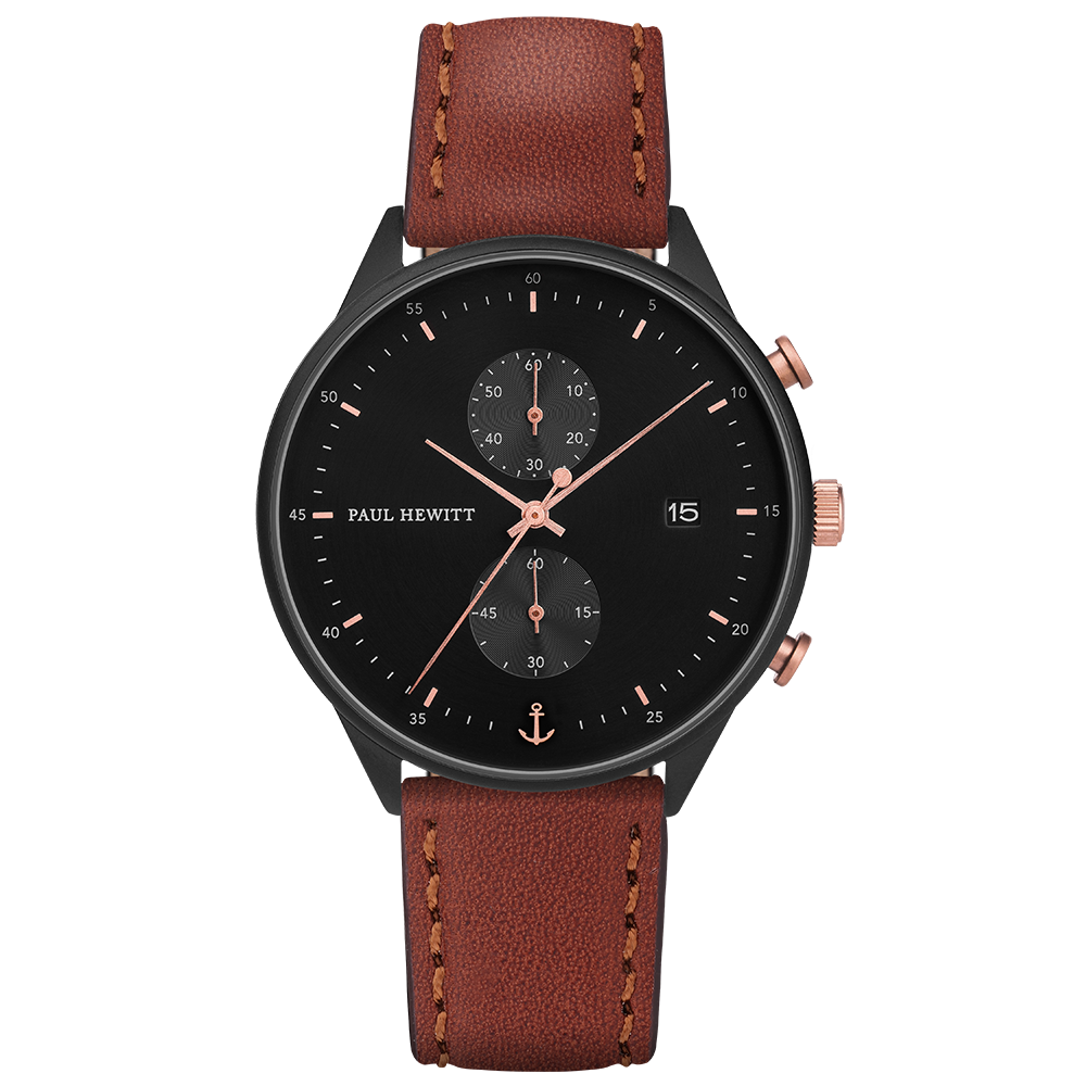 Paul Hewitt Uhr Black Sunray mit Lederarmband