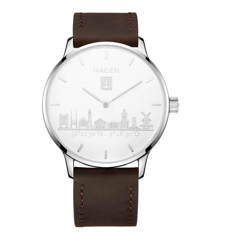 Hagen-Uhren Herrenarmbanduhr Lederarmband