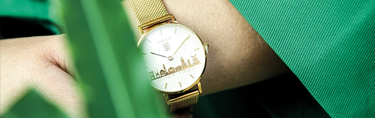 Elegante Armbanduhr von Hagen aus der Adam Goldschmiede in Hagen – hochwertige Handwerkskunst und zeitloses Design für anspruchsvolle Uhrenliebhaber.