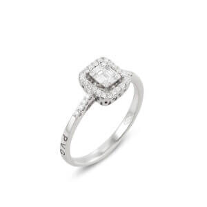 Ponte Vecchio Gioielli Benvenuto Ring in Weißgold CA1510-30BRW Schmaler Weißgoldring mit Brillanten besetzt