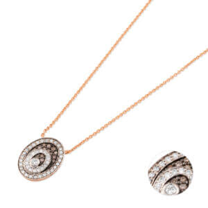 Ponte Vecchio Gioielli Saturno Anhänger CP1578BRWR in Roségold mit braunen und weißen Brillanten besetzt