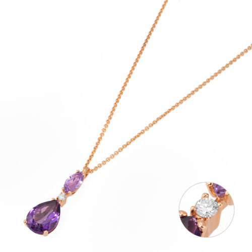 Ponte Vecchio Gioielli Iris Anhänger CP1760AMR in Roségold mit Amethysten und Brillant