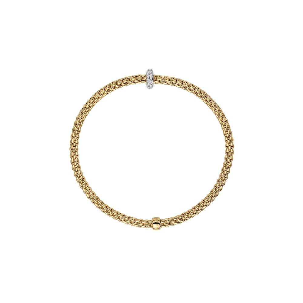 FOPE flexibles Armband aus der Kollektion PRIMA in Gold mit Brillanten - Seitenansicht