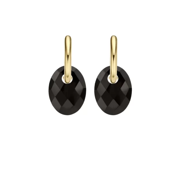 Charms für die Ohren 810BONO - Onyx mit goldenen Ohrringen.