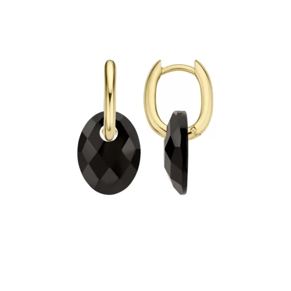 Charms für die Ohren 810BONO - Onyx mit goldenen Ohrringen von der Seite
