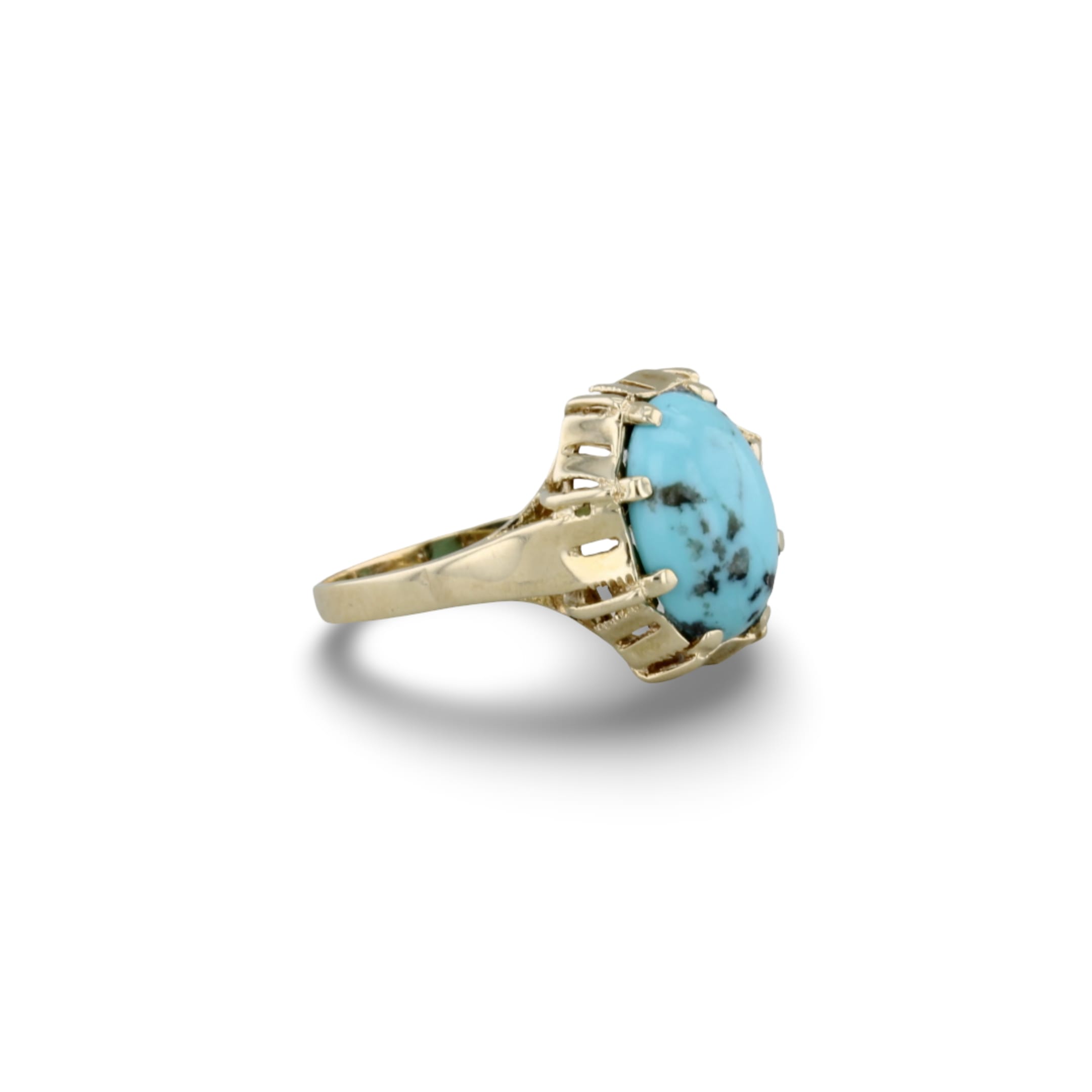 Goldring mit Türkis in der Seitlichen Ansicht