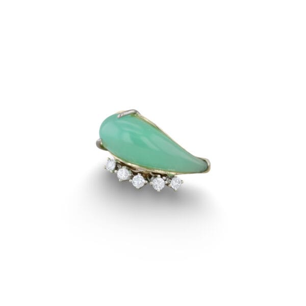 Goldring mit fünf Brillanten und Chrysopras VIN-6520-1049 1