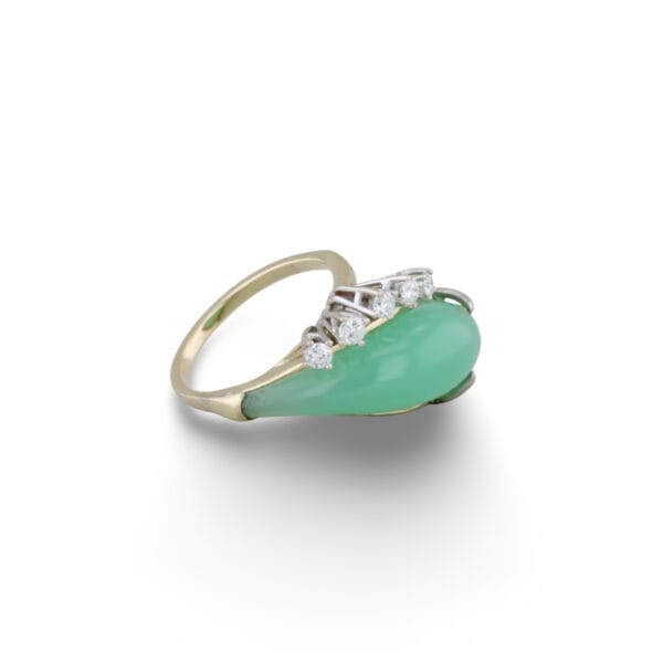 Goldring mit fünf Brillanten und Chrysopras VIN-6520-1049 5
