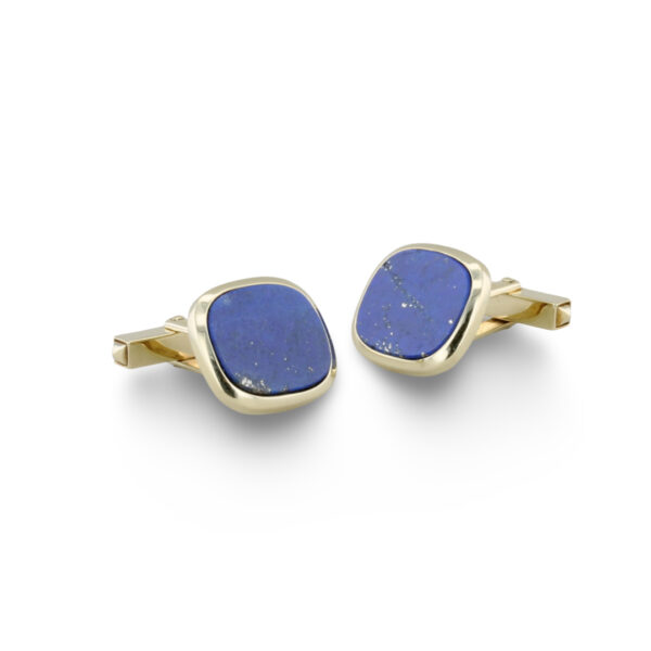 Goldene Manschettenknöpfe mit Lapislazuli VIN-6520-1053 1