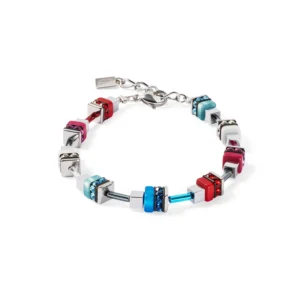 Armband Modern Future Cube in Blau und Rot von Coeur de Lion – elegantes Schmuckstück mit geometrischen Elementen, perfekt für stilbewusste Damen.