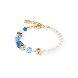 Elegante, hochwertiges Armband aus der GEOCUBE® Precious Fusion Kollektion von COEUR DE LION – Precious Fusion Pearls Armband blau.