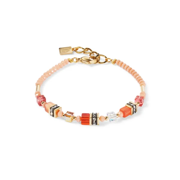 Armband Mini Cubes orange von Coeur de Lion – filigranes Schmuckstück mit geometrischen Würfeln in leuchtendem Orange.