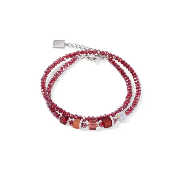 Joyful Colours Update Armband in Silber und Rot von Coeur de Lion – elegantes, modernes Schmuckdesign.