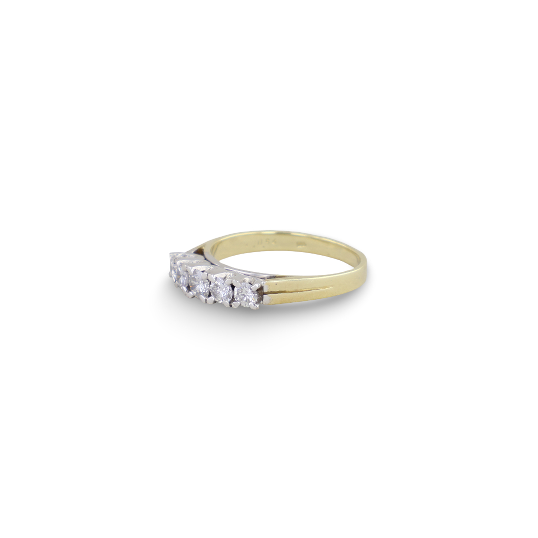 Eleganter Gelbgoldring in 585 Gold 5 585er Gelbgold Ring mit sechs Brillanten ca. 0,53ct tw/si – exklusives Einzelstück aus dem Adam Vintage Schmuck Shop Bild 2